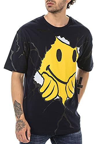 T-Shirt für Herren Oversize Kurzarm Baumwolle Rundhals Streetstyle Blau XL von Redbridge