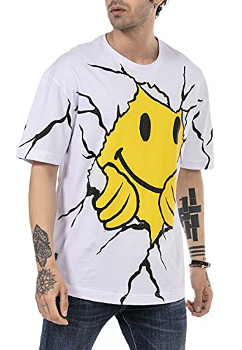 T-Shirt für Herren Oversize Kurzarm Baumwolle Rundhals Streetstyle Weiß XL von Redbridge