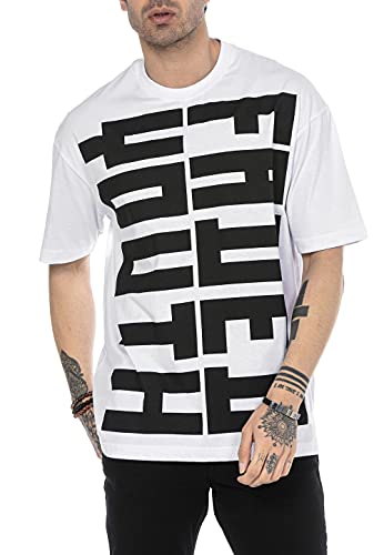 T-Shirt für Herren Oversize Kurzarm Baumwolle Rundhals Streetwear Weiß XL von Redbridge