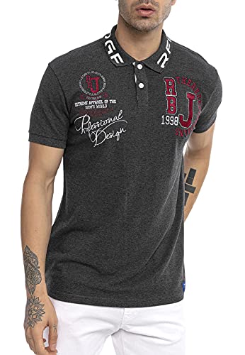 T-Shirt für Herren Polo-Shirt Bestickt Baumwolle Dunkelgrau XL von Redbridge