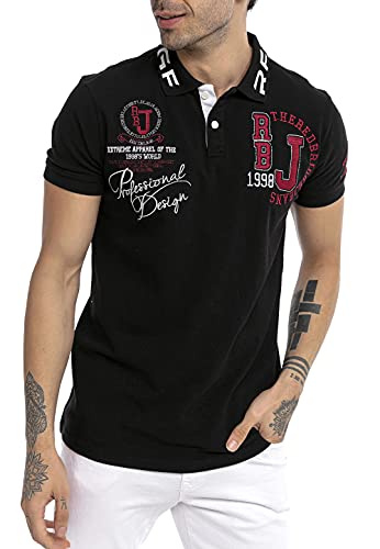 T-Shirt für Herren Polo-Shirt Bestickt Baumwolle Schwarz M von Redbridge