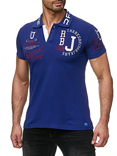 T-Shirt für Herren Polo-Shirt Bestickt Baumwolle Violett 2XL von Redbridge