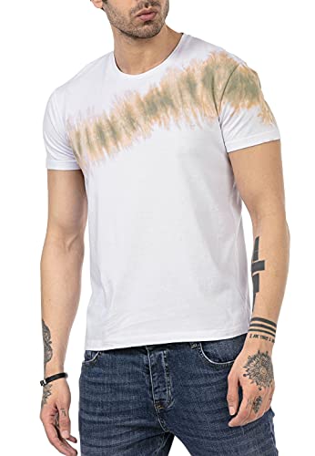T-Shirt im beliebten Batik Design Kurzarm Atmungsaktiv Weiß L von Redbridge