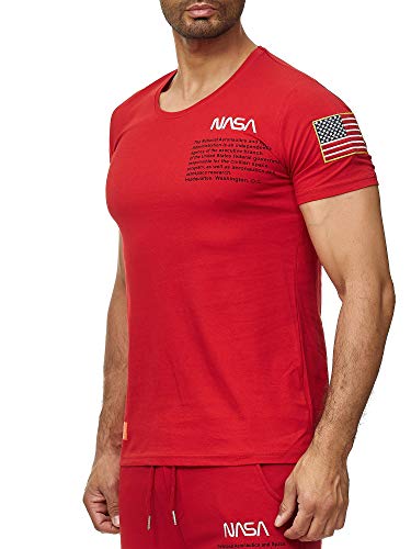 T-Shirt mit NASA-Logo Atmungsaktiv und Bequem für Sport und Freizeit Rot S von Redbridge