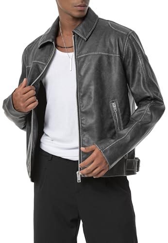 Vintage Kunstlederjacke im Oversized-Look – Knopfverschluss, Urban Style Schwarz XXL von Redbridge