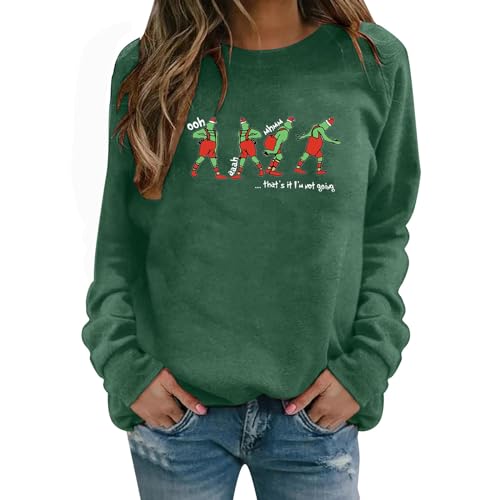 Reddomm Grinch Weihnachtspullover Herren Lustig Kuschelpullover Damen Oversize Sweatshirt Damen Lang Pulli Damen Langarmshirt Pulli Herbst Winter Festlich Chirstmas Langarm Pullover Oberteile von Reddomm