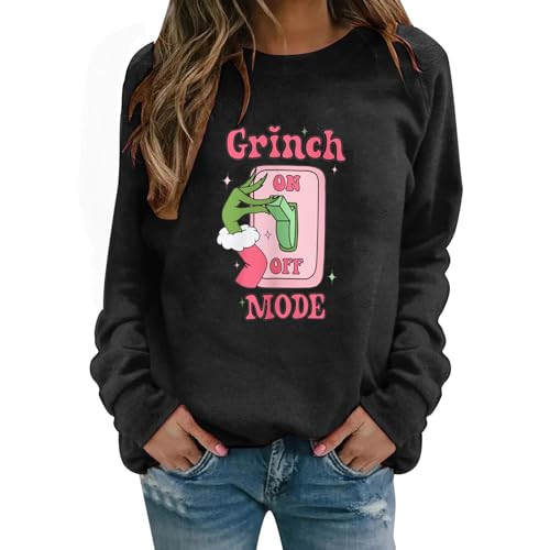 Reddomm Grinch Weihnachtspullover Herren Lustig Pullover Damen Grosse Grössen Damen Sweatshirt Kuschelpulli Damen Langarmshirt Pullover Herbst Winter Festlich Hoodie Oberteile von Reddomm