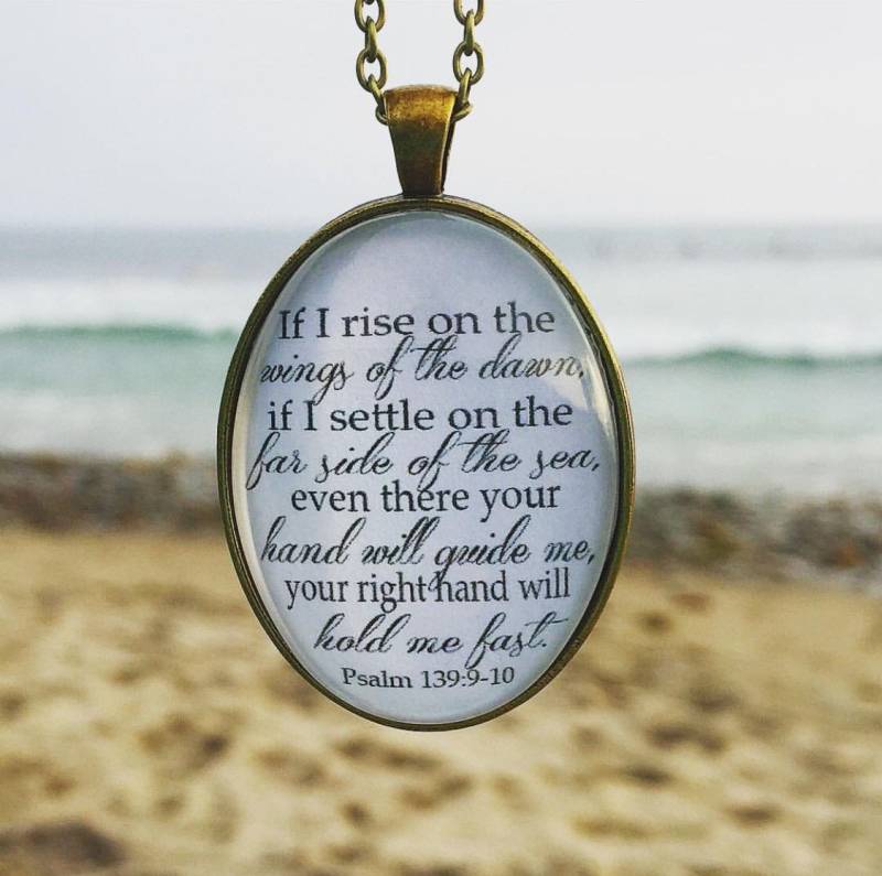 Psalm 139 9-10 Bibel Vers Anhänger Halskette von RedeemedJewelry