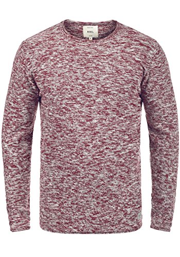 Redefined Rebel Millard Herren Strickpullover Feinstrick Pullover mit Rundhalsausschnitt, Größe:M, Farbe:Bordeaux w.Offwhite von Redefined Rebel