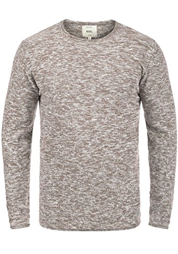 Redefined Rebel Millard Herren Strickpullover Feinstrick Pullover mit Rundhalsausschnitt, Größe:M, Farbe:Faded Brown w. Offwhite von Redefined Rebel