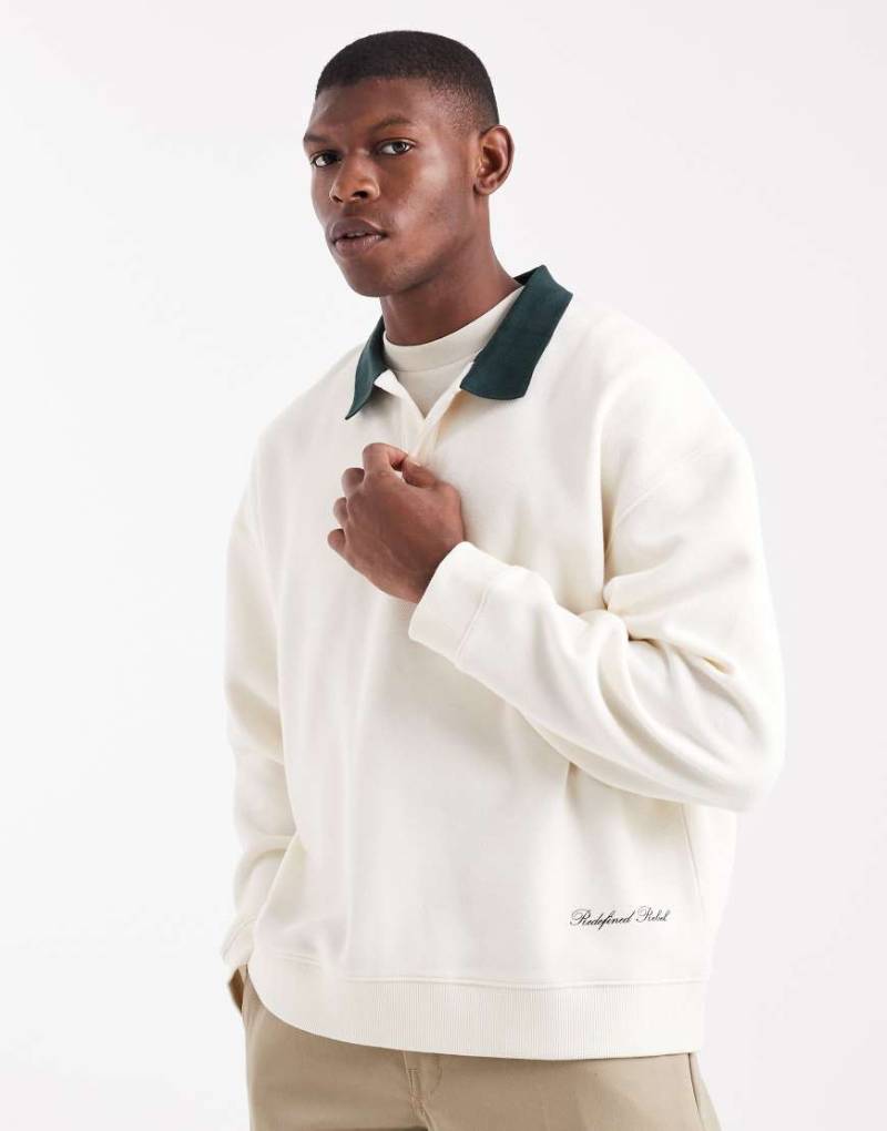 Redefined Rebel - Gerade geschnittenes Sweatshirt in Weiß mit Polokragen von Redefined Rebel