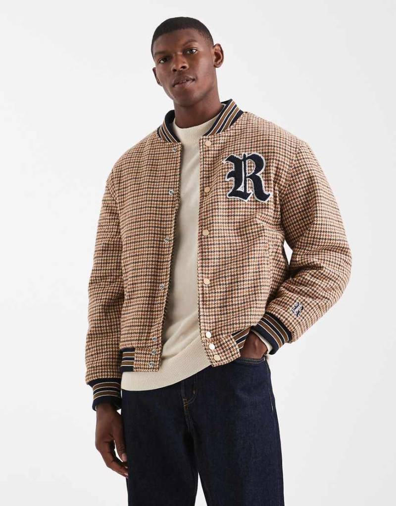 Redefined Rebel - Kastige College-Jacke in kariertem Braun-Brown von Redefined Rebel