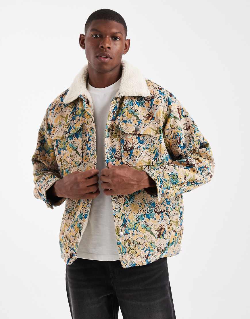 Redefined Rebel - Kastige Truckerjacke in Grün mit Military-Jacquardmuster von Redefined Rebel