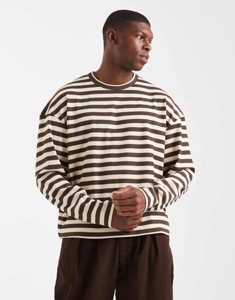 Redefined Rebel - Kastiges, gestreiftes Sweatshirt in Weiß und Braun-Bunt von Redefined Rebel