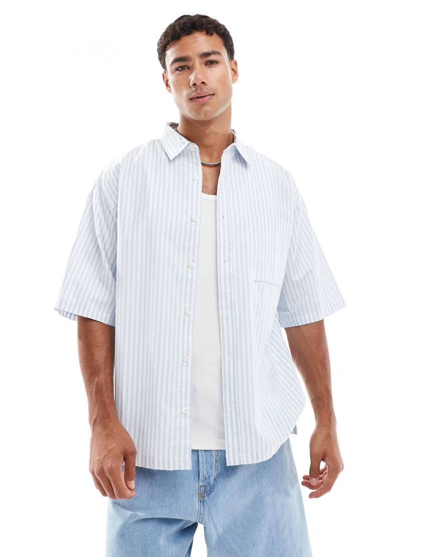Redefined Rebel - Oversize-Hemd mit Streifen in Blau von Redefined Rebel