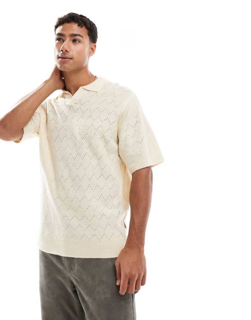 Redefined Rebel - Polohemd aus Strick in Creme-Weiß von Redefined Rebel