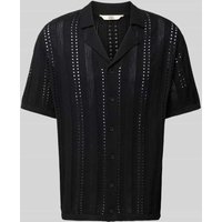 Redefined Rebel Regular Fit Freizeithemd mit Lochmuster Modell 'JON' in Black, Größe S von Redefined Rebel