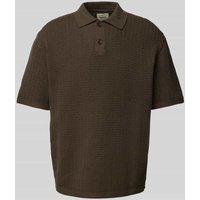 Redefined Rebel Regular Fit Poloshirt mit Strukturmuster Modell 'FERDINAND' in Mittelbraun, Größe L von Redefined Rebel