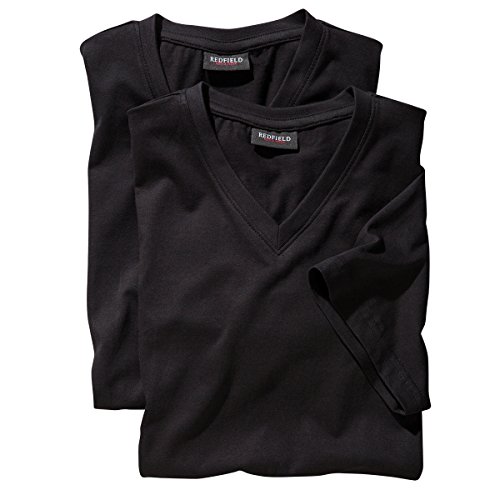 Redfield 2er-Pack XXL T-Shirts schwarz V-Ausschnitt, Größe:2XL von Redfield
