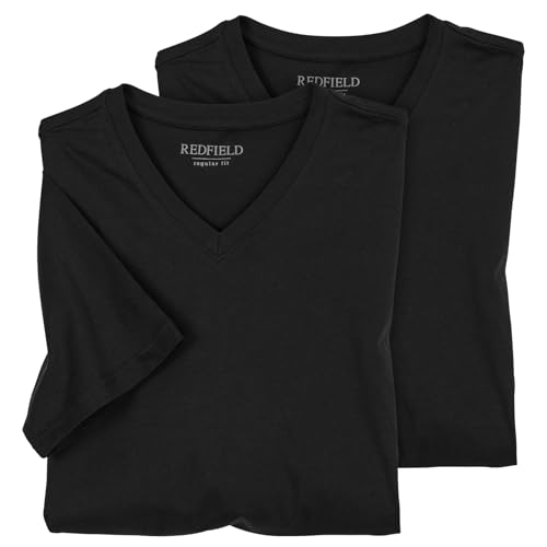 Redfield 2er-Pack XXL T-Shirts schwarz V-Ausschnitt, Größe:2XL von Redfield