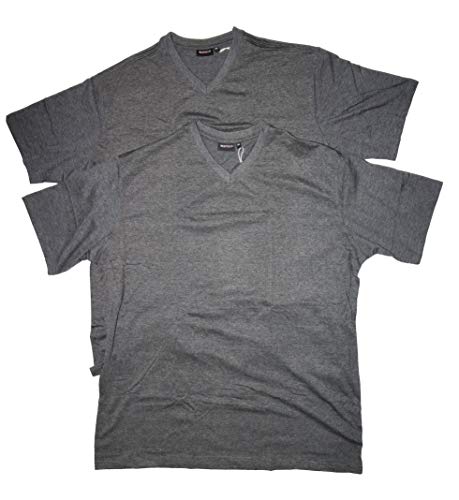 Redfield Basic T-Shirt mit V-Ausschnitt im Doppelpack Anthra. Melange, Größe:6XL von Redfield