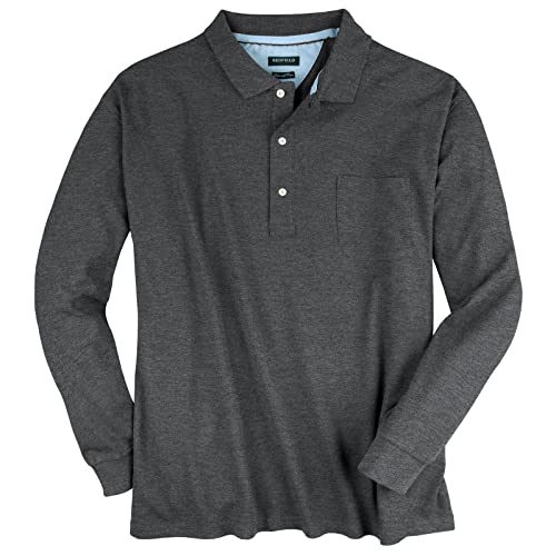 Redfield Langarm-Poloshirt anthrazit Melange Übergröße, Größe:8XL von Redfield