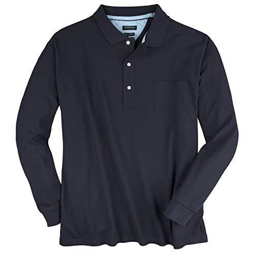 Redfield Polo-Langarmshirt Piqué Übergröße dunkelblau, XL Größe:5XL von Redfield