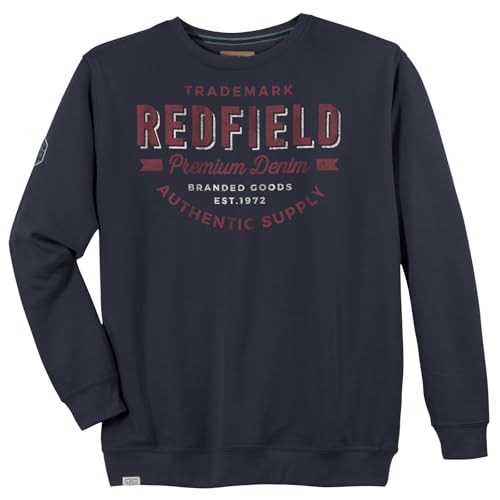Redfield Sweatshirt Übergröße Navy Print Used Look, Größe:4XL von Redfield