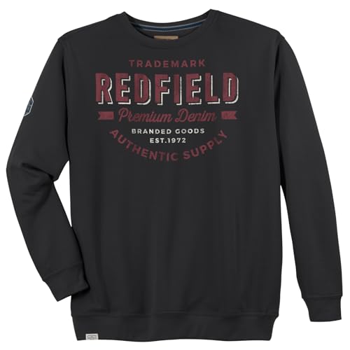 Redfield Sweatshirt Übergröße schwarz Print Used Look, Größe:4XL von Redfield
