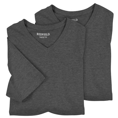 Redfield 2er-Pack XXL T-Shirts anthrazit Melange V-Neck, Größe:6XL von Redfield