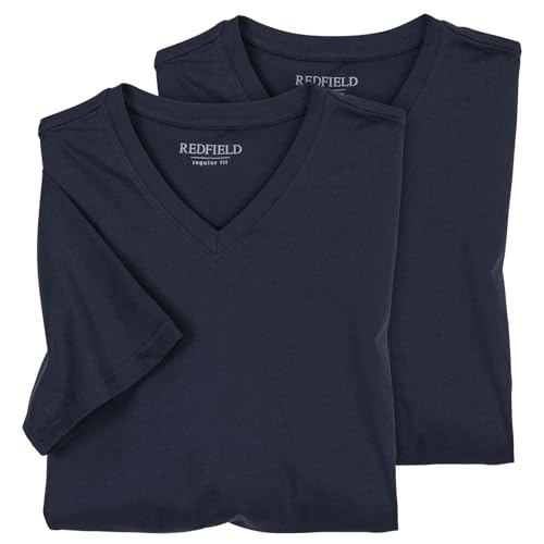 Redfield Doppelpack XXL T-Shirts dunkelblau V-Neck, Größe:7XL von Redfield