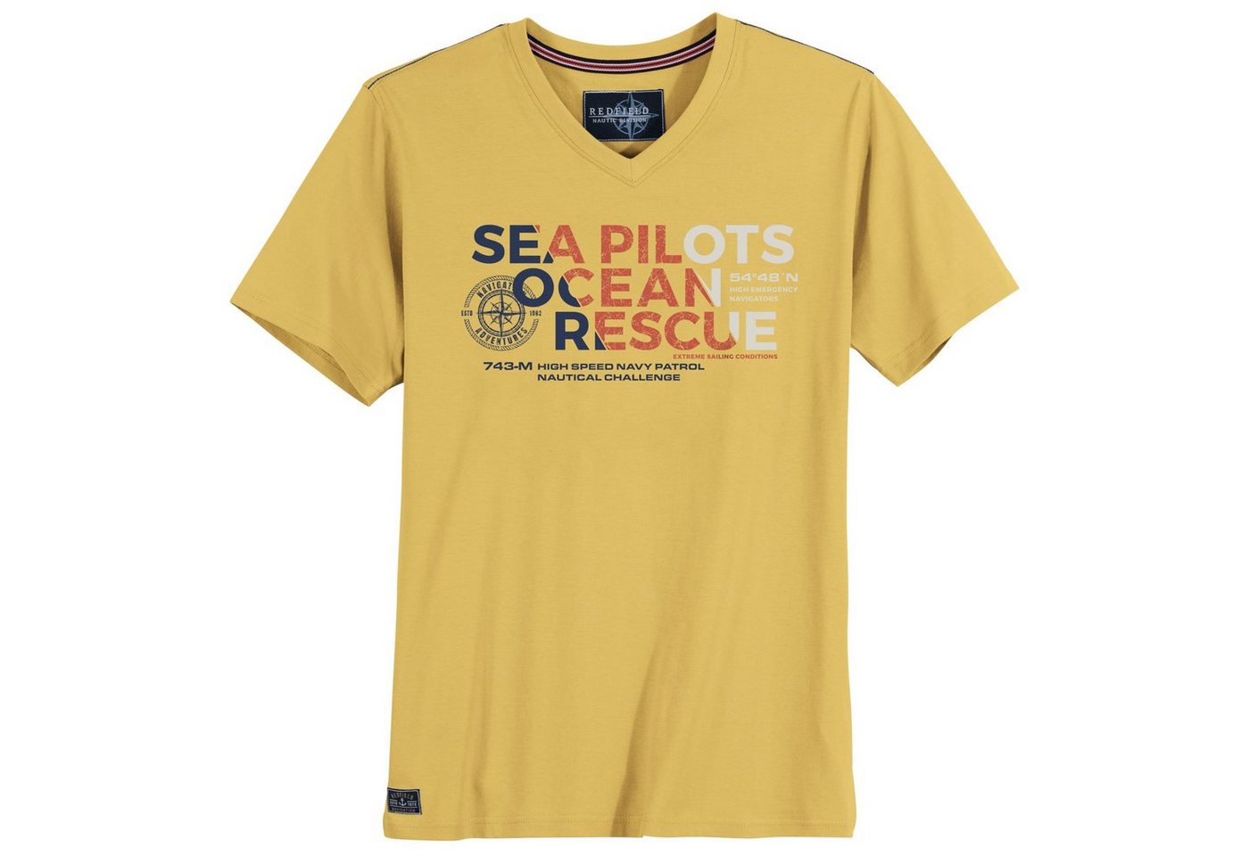 redfield V-Shirt Große Größen Herren T-Shirt V-Neck gelb SEA PILOTS Redfield von redfield