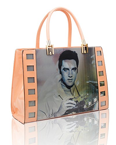 Einkaufstasche/Shopper für Damen, 3D-Effekt, Elvis Presley, Größe 29,5 x 35 x 12 cm Gr. L, Rosa 2 von Redfox