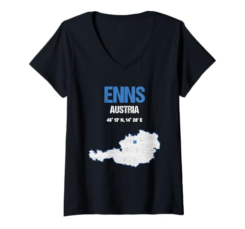 Damen Enns Österreich Stadt T-Shirt mit V-Ausschnitt von Redido Austria Cities