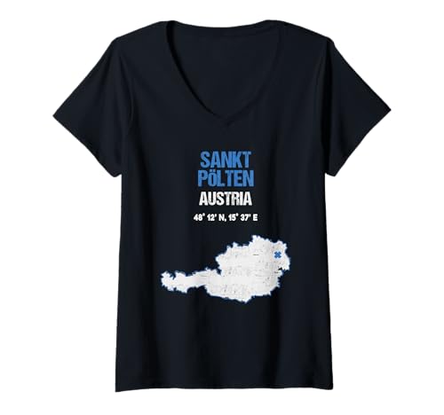 Damen Sankt Pölten Österreich Stadt T-Shirt mit V-Ausschnitt von Redido Austria Cities