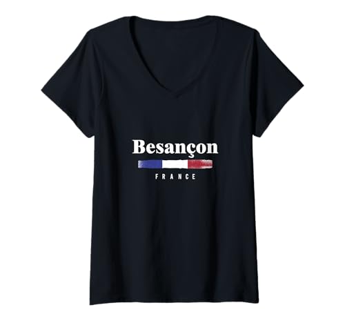 Damen Besançon Frankreich T-Shirt mit V-Ausschnitt von Redido Besançon France