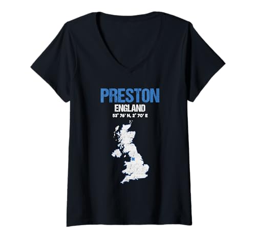 Damen Preston, England (Stadt) T-Shirt mit V-Ausschnitt von Redido England Cities