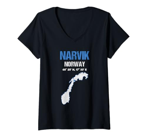 Damen Narvik Norwegen City T-Shirt mit V-Ausschnitt Damen Narvik Norwegen City T-Shirt mit V-Ausschnitt von Redido Norway Cities
