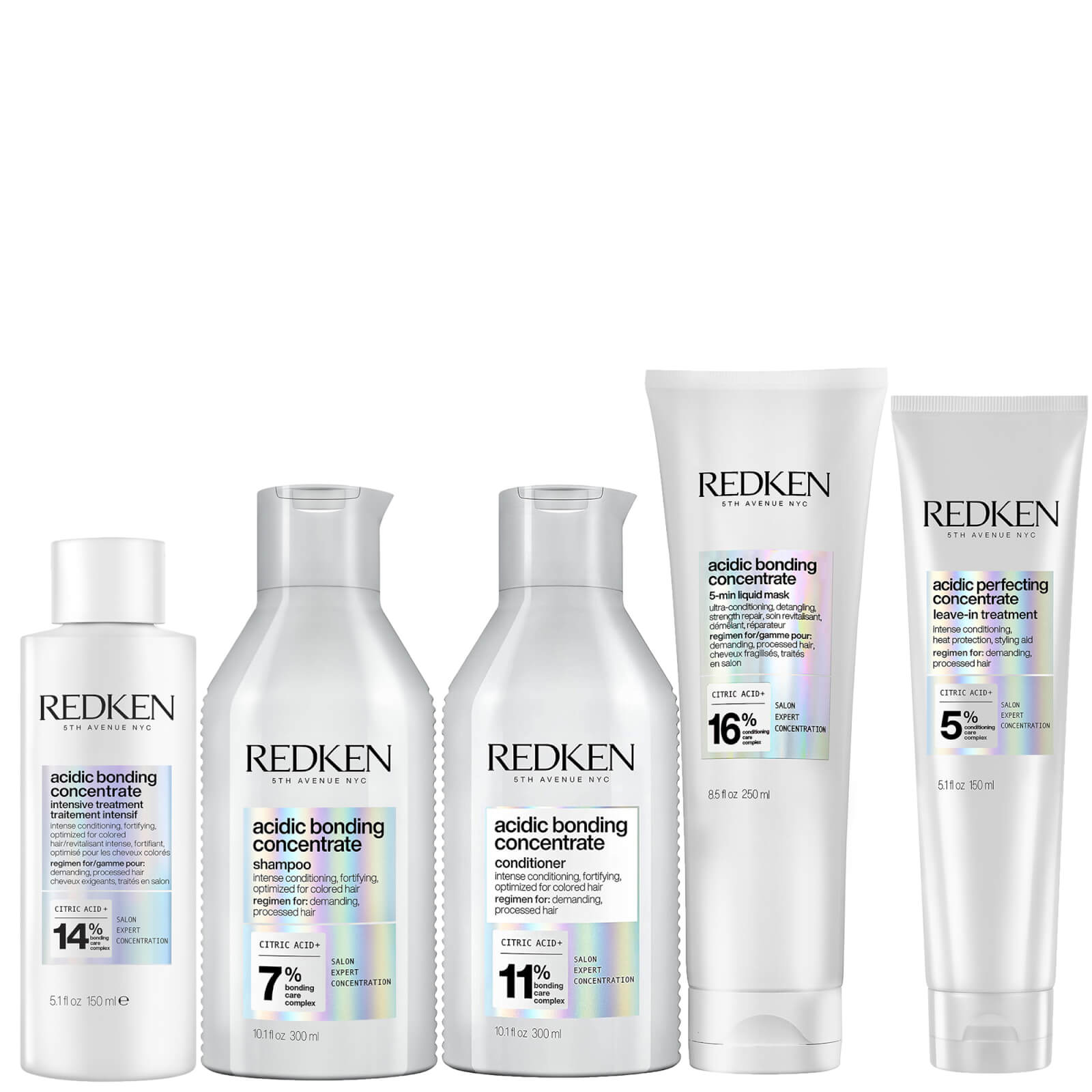 Redken Acidic Bonding Concentrate Intensive Pre-Treatment, Shampoo, Conditioner, Hair Mask and Leave-in Treatment Routine von Redken