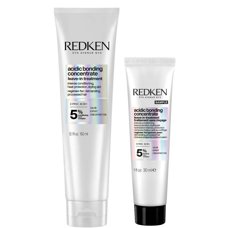 Redken Acidic Bonding Concentrate Leave-In Treatment 150ml with Travel Size Leave-In Treatment 30ml, Bond Repair Bundle von Redken