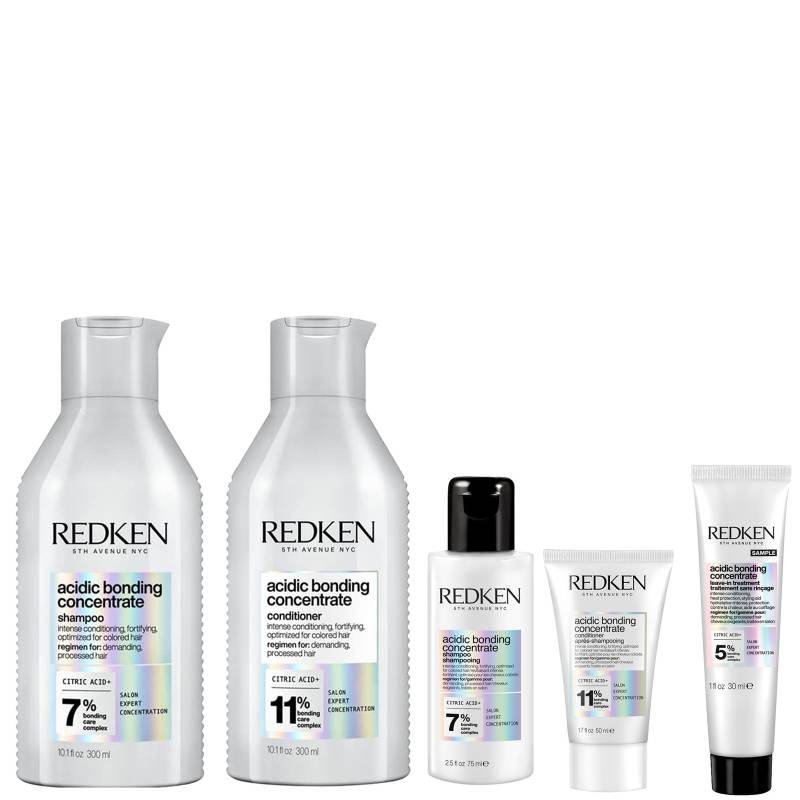 Redken Acidic Bonding Concentrate Shampoo and Conditioner 500ml with Shampoo 75ml, Conditioner 50ml and Leave-In Treatment 30ml von Redken