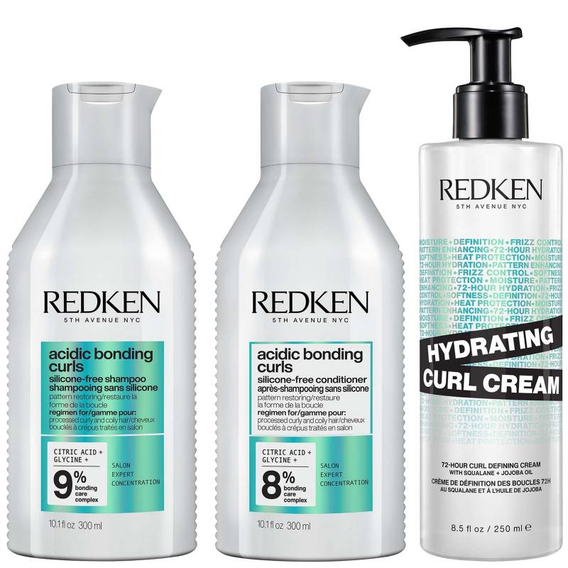 Redken Acidic Bonding Curls Shampoo Conditioner and Hydrating Curl Cream for Restoring Damaged Curls and Coils von Redken