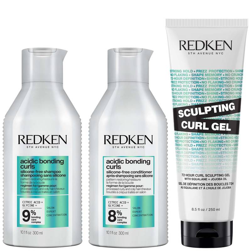Redken Acidic Bonding Curls Shampoo Conditioner and Sculpting Curl Gel Bonding Care Bundle for Curls and Coils von Redken