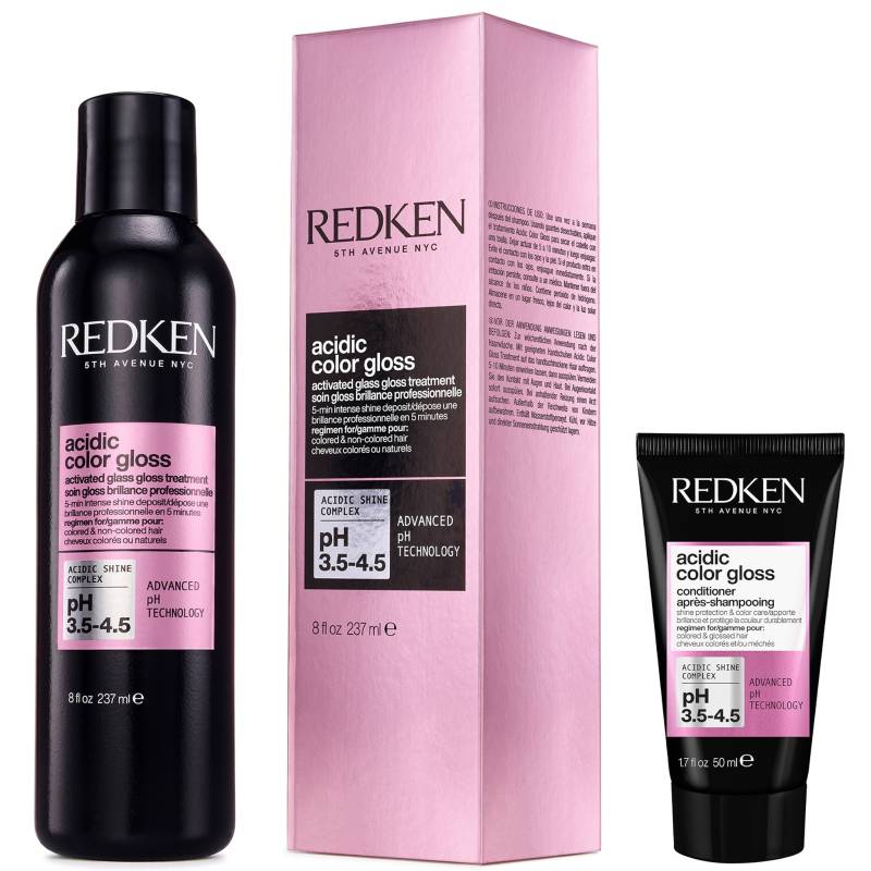 Redken Acidic Color Gloss Activated Glass Gloss Treatment 237ml and Conditioner Mini 50ml, Glass-Like Shine von Redken