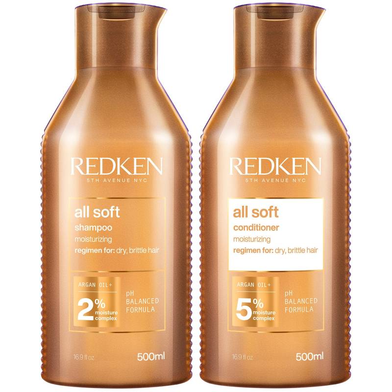 Redken All Soft Shampoo and Conditioner Routine for Dry, Brittle Hair 500ml von Redken