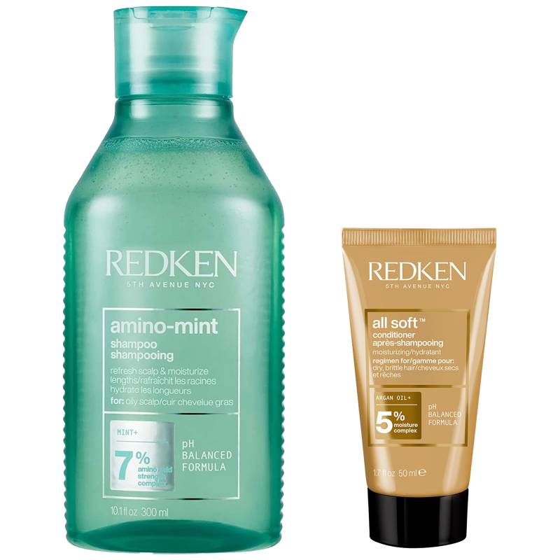 Redken Amino Mint Scalp Cleansing for Greasy Hair Shampoo and All Soft Conditioner Bundle von Redken