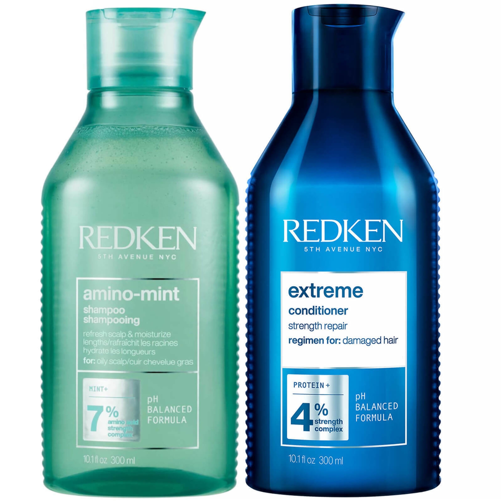 Redken Amino Mint Scalp Cleansing for Greasy Hair Shampoo and Extreme Damage Repair Conditioner Bundle von Redken