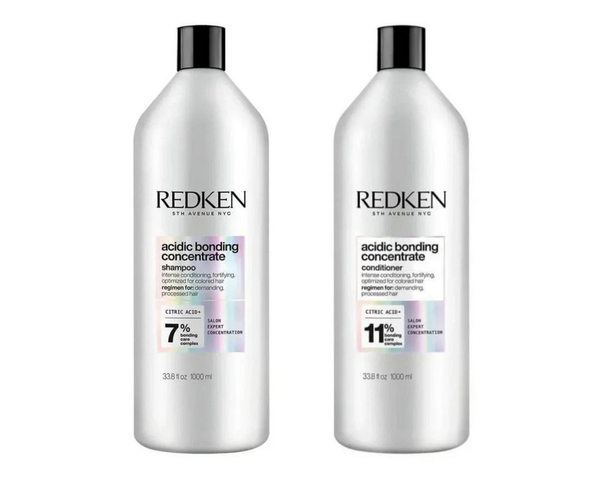 Redken Haarpflege-Set Redken Acidic Bonding Set Shampoo 1000ml + Conditioner 1000ml, 2-tlg., Hochkonzentrierte Bonding-Formel für stark geschädigtes Haar von Redken