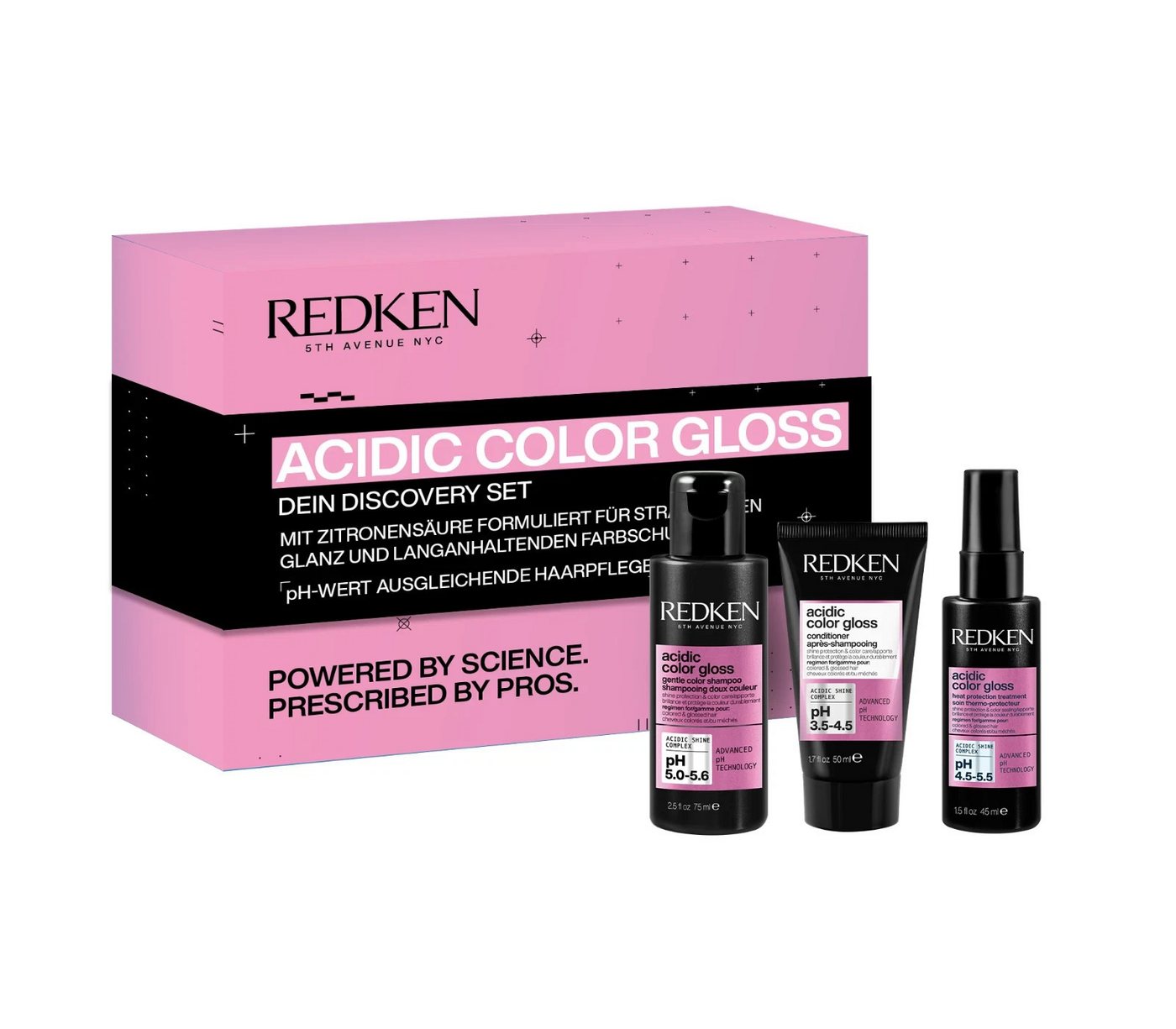 Redken Haarpflege-Set Redken Acidic Color Gloss Discovery Set – Shampoo, Conditioner, Leave-, 3-tlg., 3-Teile Color-Gloss Set, reichhaltig von Redken