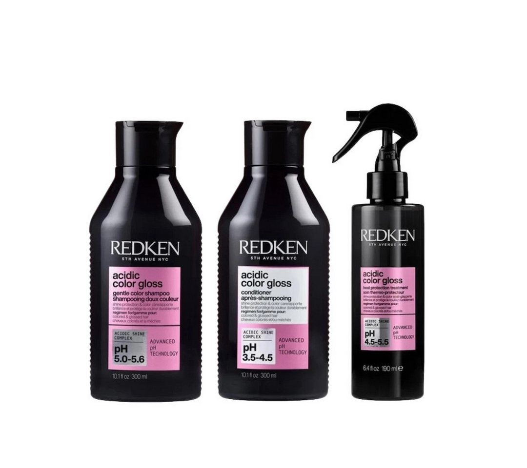 Redken Haarpflege-Set Redken Acidic Color Gloss Shampoo + Conditioner - Leave-In, 3-tlg. von Redken